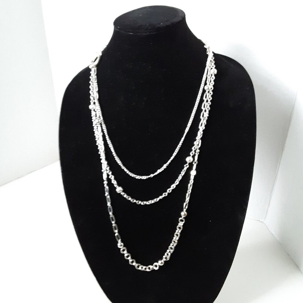 Vintage Silver Tone Layered Chains Women's Necklace